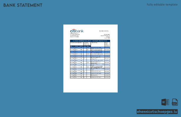 Peru Citibank Kontoauszug Excel-Beispielvorschau